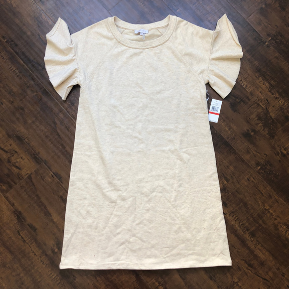 1.STATE French Terry Ruffle Sleeve Tee Shirt Dress - Picture 2 of 8